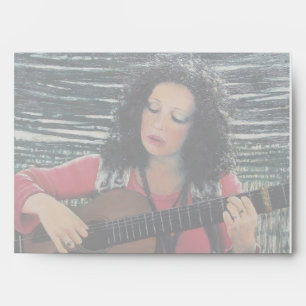 Enveloppe Femme Jouant De La Musique Avec Guitare Acoustique