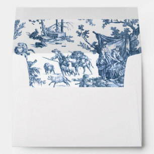 Enveloppe Ferme vintage Rustique Français Toile Bleu & Blanc