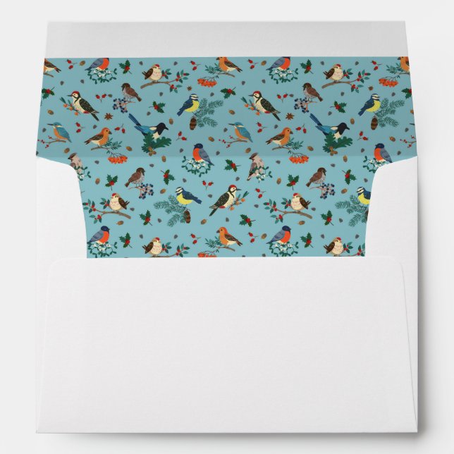 Enveloppe Festif Oiseaux d'hiver Motif de Noël (Dos (Bas))