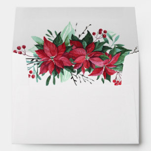 Enveloppe Festima famille Poinsettia Noël Adresse de retour