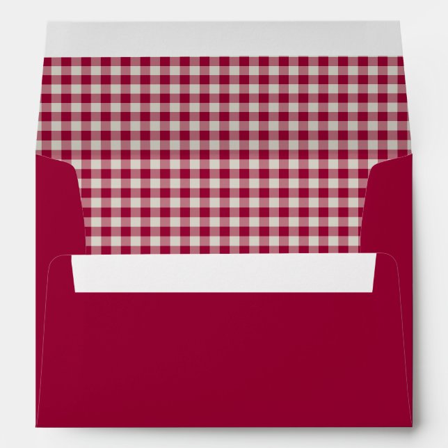 Enveloppe Festin canneberge rouge En vichy Plaid Rustic Holi (Dos (Bas))