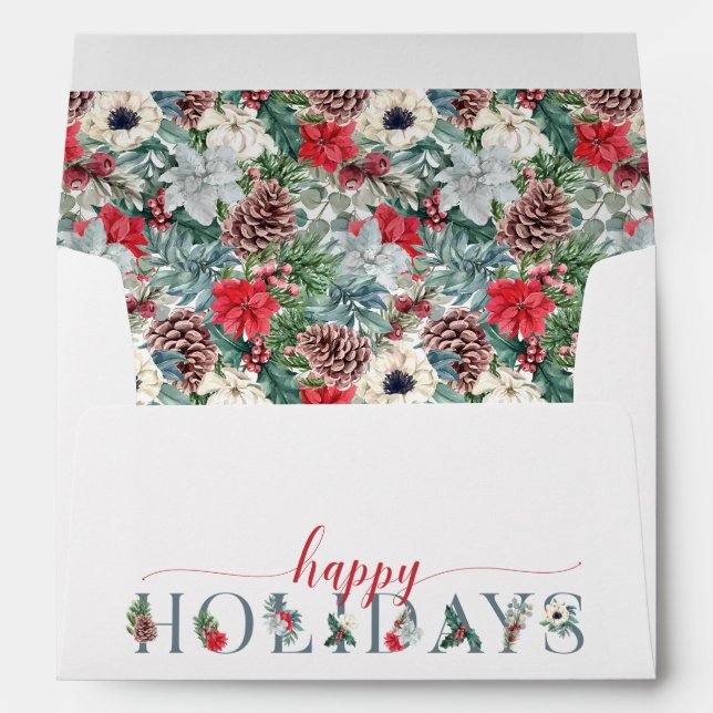 Enveloppe Festive Foliage Floral Happy Holidays Motif (Dos (Bas))