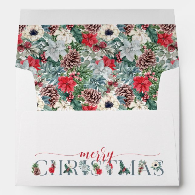 Enveloppe Festive Foliage Floral Noël Motif de vacances (Dos (Bas))