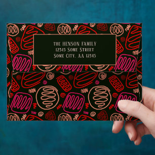 Enveloppe Festive Red Black One Line Artistic Return Adresse