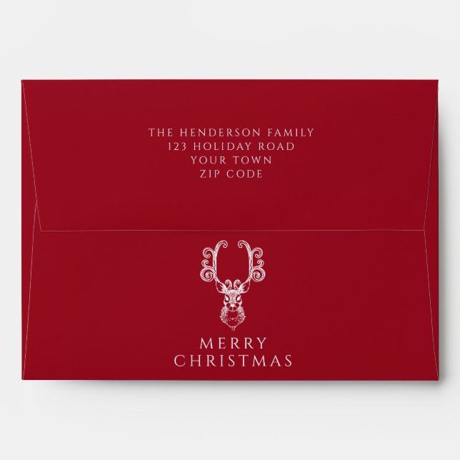 Enveloppe Festive Red Deer Christmas Return Adresse (Dos (Haut rabat))