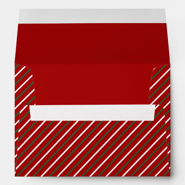 Enveloppe Festive Rouge Vert rayures Noël (Dos (Bas))