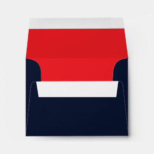 Enveloppe Festive rouge vif à l'intérieur et bleu foncé à l'