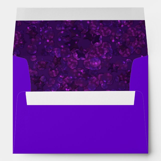 Enveloppe festive, violette, brillante (Dos (Bas))