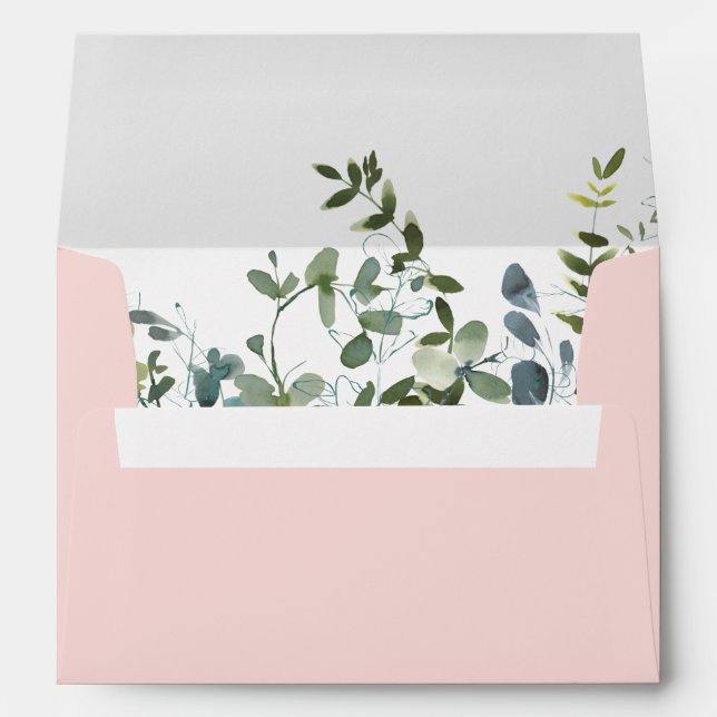 Enveloppe Fête d'anniversaire de l'eucalyptus rose pâle (Dos (Bas))