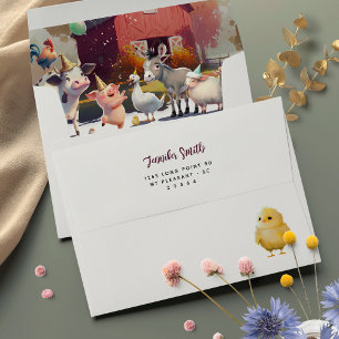 Enveloppe Fête d'anniversaire des animaux de ferme