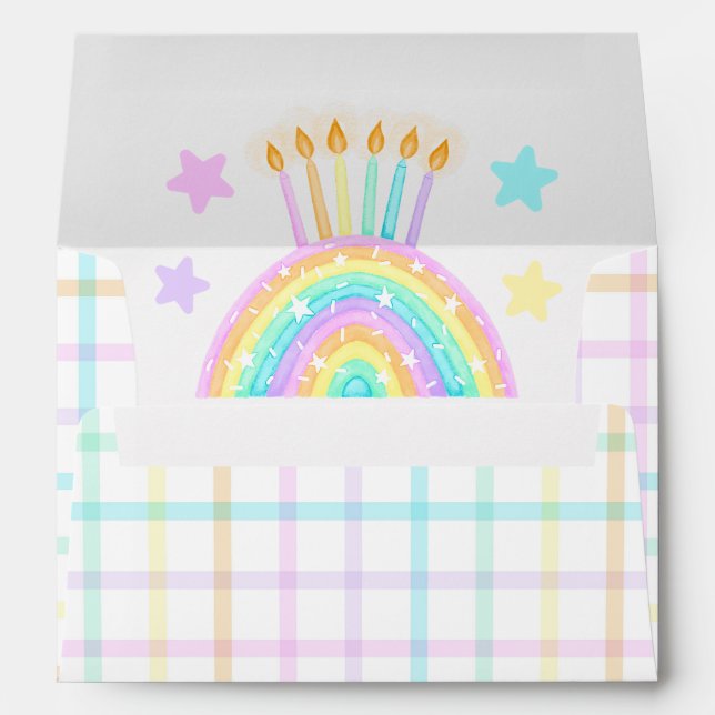 Enveloppe Fête d'anniversaire des filles arc-en-ciel (Dos (Bas))