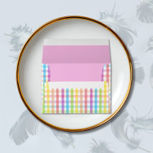 Fête de bébé arc-en-ciel Gingham Pastel Moderne Ro