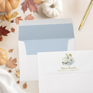 Enveloppe Fête de bébé automnale Citrouille Blanche Floral B
