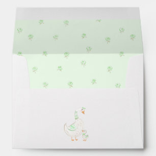 Enveloppe Fête de bébé thème Oie Silly Élégante Florale Vert