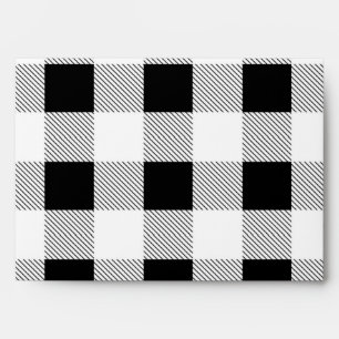 Enveloppe fête de ferme rustique plaid de buffle noir et bla