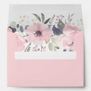 Enveloppe Fête de mariage aquarelle moderne aux fleurs roses