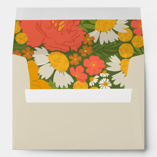 Enveloppe Fête de mariage Bouquet Floral Doublé (Dos (Bas))