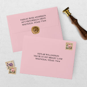 Enveloppe Fête de mariage élégante florale rose
