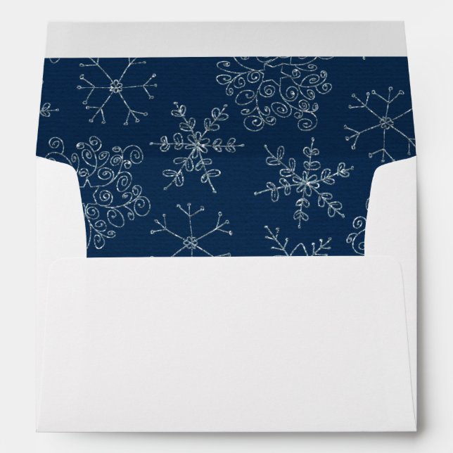 Enveloppe Fête de Noël Blue Snowflon blanc (Dos (Bas))