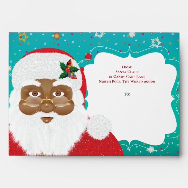 Enveloppe Fête de Noël du Père Noël africain américain (Devant)