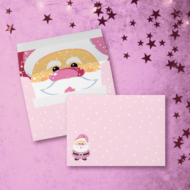 Enveloppe Fête de Noël du Père Noël rose doux (Créateur téléchargé)