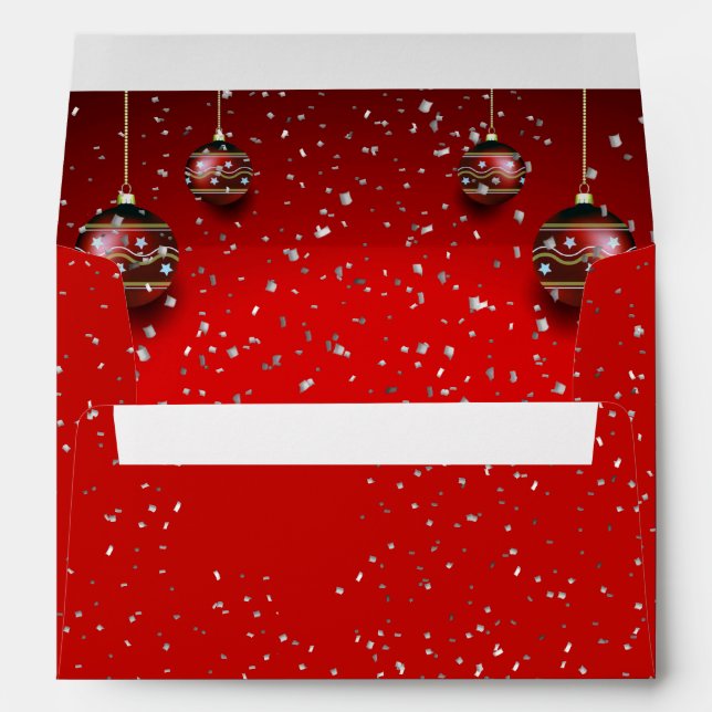 Enveloppe Fête de Noël Golden Red Hiver Élégant (Dos (Bas))