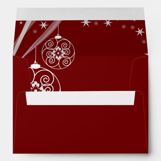 Enveloppe Fête de Noël Ornements blancs Étoiles Rouge (Dos (Bas))