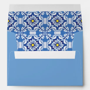 Enveloppe Fête des mariées citron Carrelage bleu
