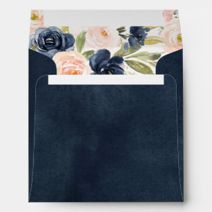 Enveloppe Fête des mariées d'aquarelle florale bleu et bleu 