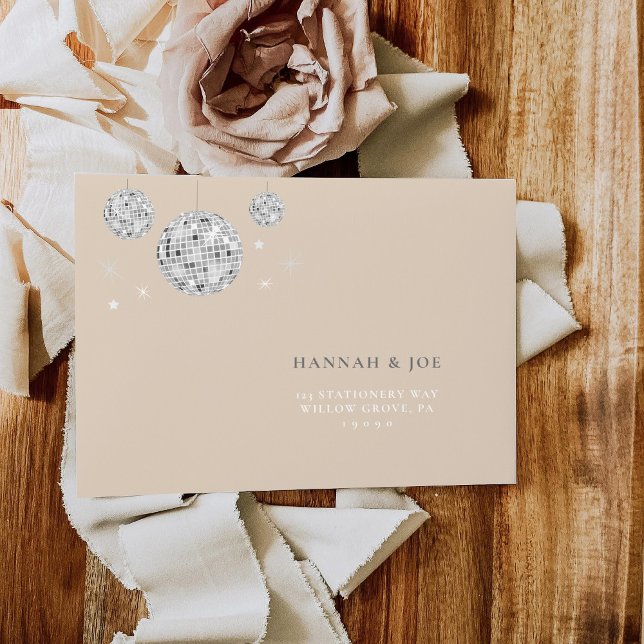 Enveloppe Fête des mariées de boule Retro Disco (Envelope front view)