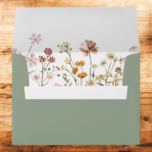 Enveloppe Fête des mariées de jardin Fleur sauvage Sage Gree (Créateur téléchargé)