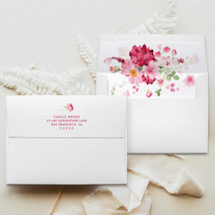 Enveloppe Fête des mariées de jardin fleuri rose