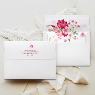 Enveloppe Fête des mariées de jardin fleuri rose