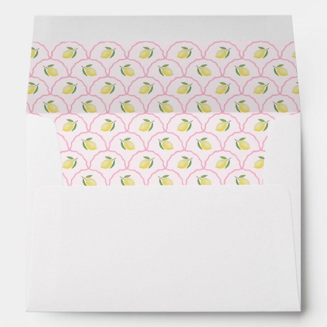 Enveloppe Fête des mariées de pétoncle rose citron Boho (Dos (Bas))
