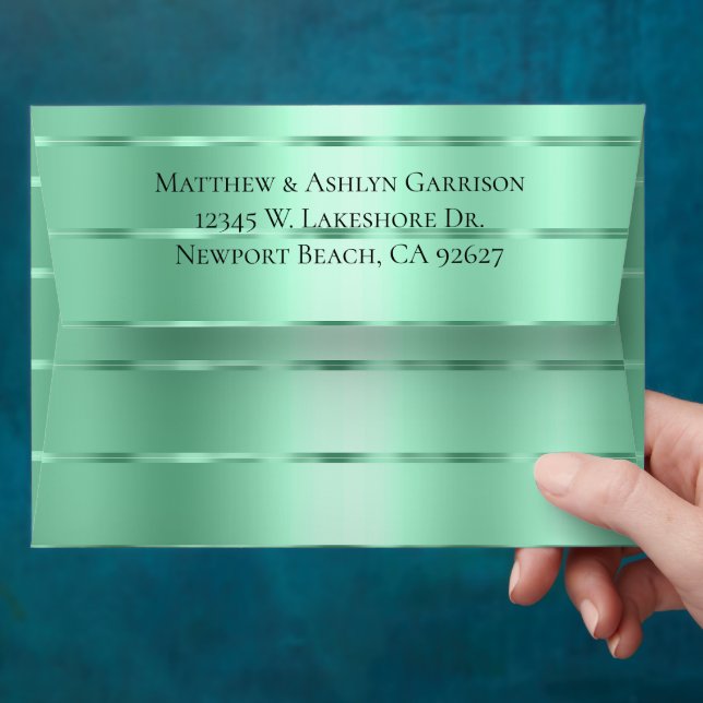 Enveloppe Fête des mariées de ruban vert à la menthe ou Mari (Hand)