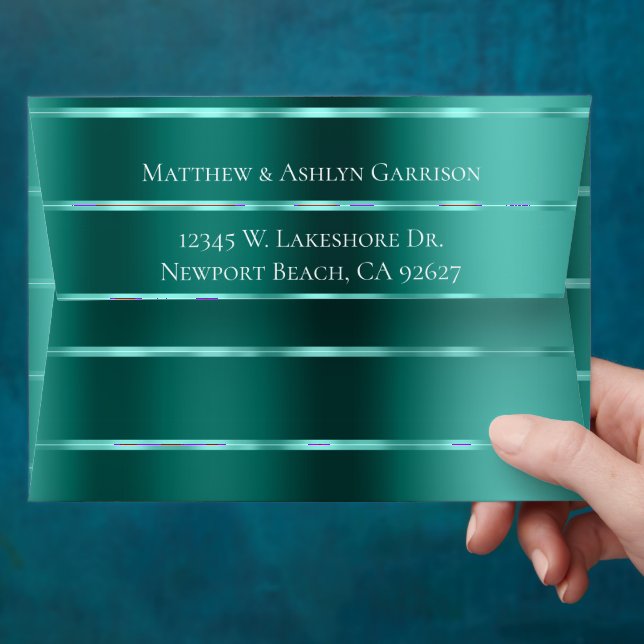Enveloppe Fête des mariées de ruban vert turquoise ou Mariag (Hand)