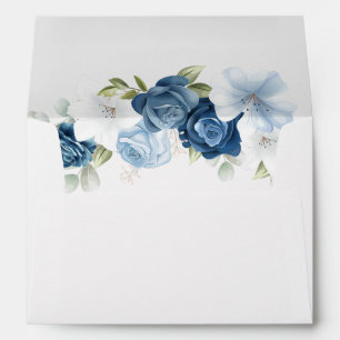 Enveloppe Fête des mariées de script Floral Dusty Blue Water