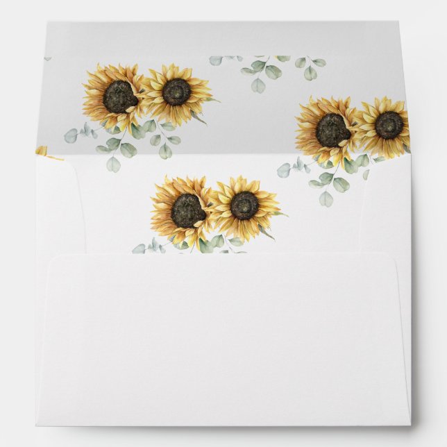 Enveloppe Fête des mariées de tournesol floral Eucalyptus (Dos (Bas))