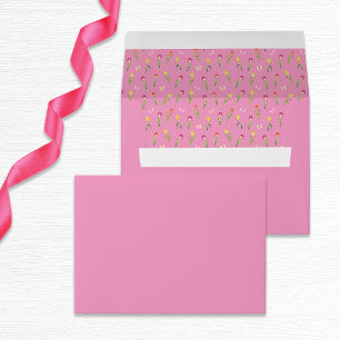 Enveloppe Fête des mariées de tulipes et papillons roses
