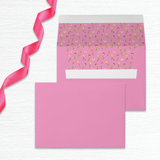 Enveloppe Fête des mariées de tulipes et papillons roses