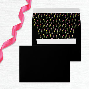 Enveloppe Fête des mariées des tulipes et papillons noirs