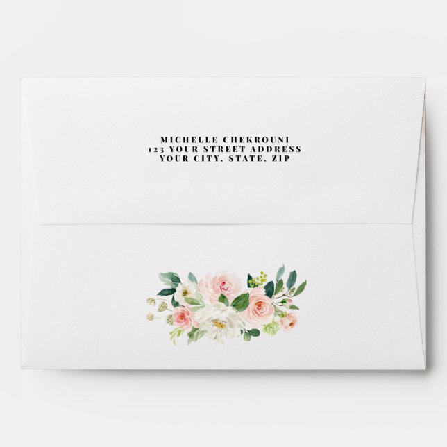 Enveloppe Fête des mariées florale aquarelle (Dos (Haut rabat))