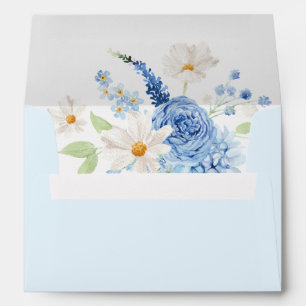 Enveloppe Fête des mariées florale bleue