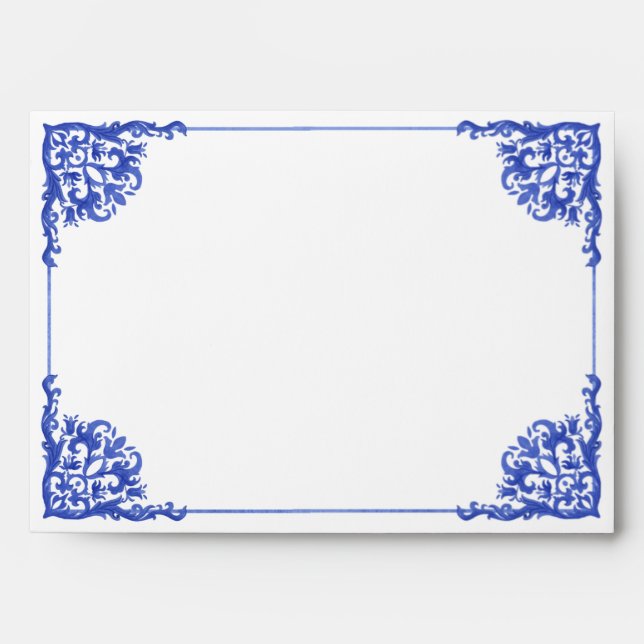 Enveloppe Fête des mariées florale bleue et blanche (Devant)