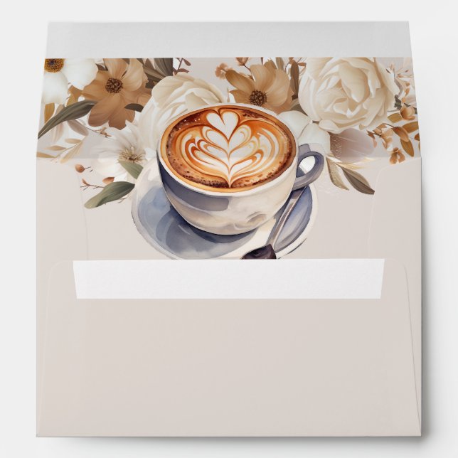 Enveloppe Fête des mariées florale Boho Café (Dos (Bas))