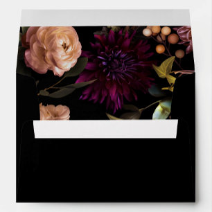 Enveloppe Fête des mariées florale noire foncée et humide go