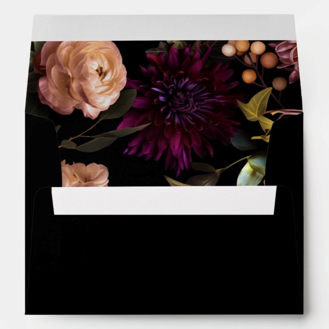 Enveloppe Fête des mariées florale noire foncée et humide go (Créateur téléchargé)