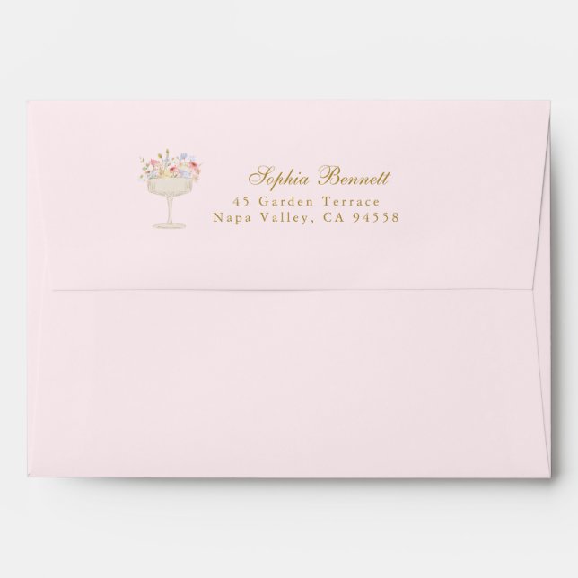 Enveloppe Fête des mariées rose brunch et bulle (Dos (Haut rabat))