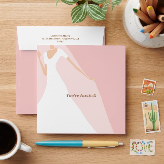 Enveloppe Fête des mariées rose chic (Desk)