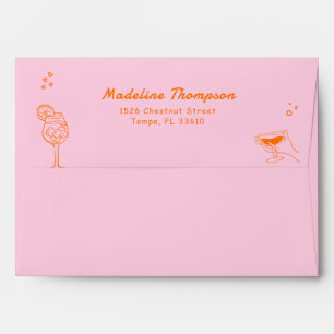 Enveloppe Fête des mariées rose et orange